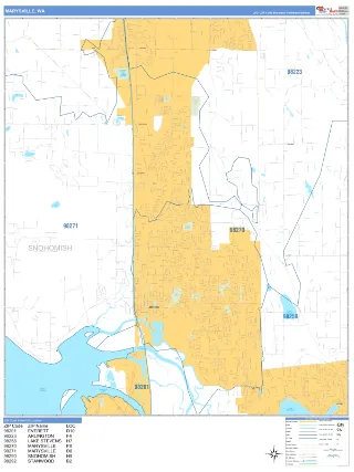 Marysville, WA Business Reference style ZIP Code wall map