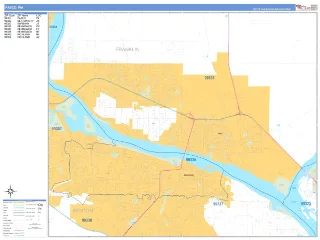 Pasco, WA Business Reference style ZIP Code wall map
