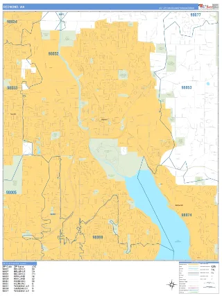 Redmond, WA Business Reference style ZIP Code wall map