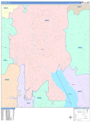Redmond, WA ColorCast style ZIP Code wall map