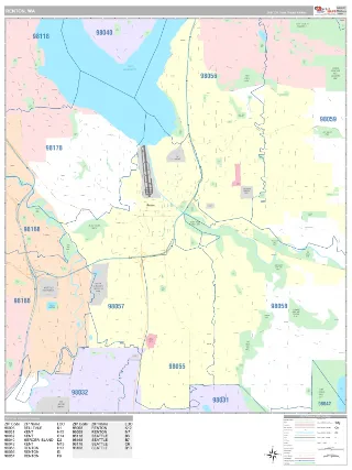 Renton, WA Classic style ZIP Code wall map