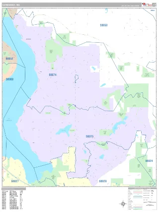 Sammamish, WA Classic style ZIP Code wall map