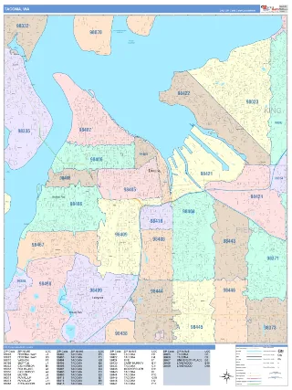 Tacoma, WA ColorCast style ZIP Code wall map