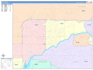Appleton, WI ColorCast style ZIP Code wall map
