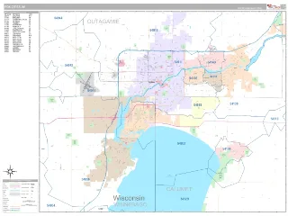 Fox Cities, WI Classic style ZIP Code wall map