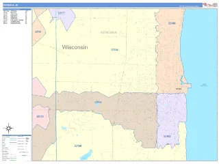 Kenosha, WI ColorCast style ZIP Code wall map