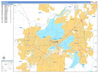 Madison, WI Business Reference style ZIP Code wall map