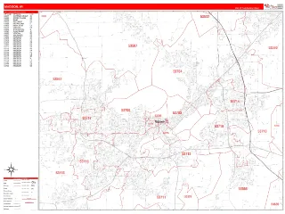 Madison, WI RedLine style ZIP Code wall map