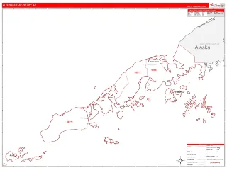 Aleutians East County, AK RedLine style ZIP Code wall map