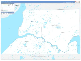 Bristol Bay County, AK Business Reference style ZIP Code wall map