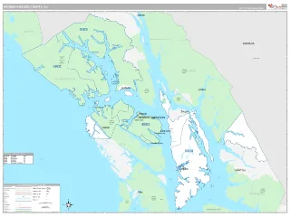 Hoonah-Angoon County, AK Classic style ZIP Code wall map