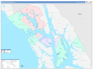Hoonah-Angoon County, AK ColorCast style ZIP Code wall map