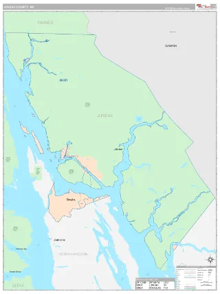 Juneau County, AK Classic style ZIP Code wall map