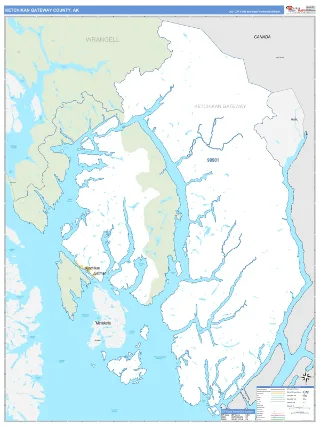 Ketchikan Gateway County, AK Business Reference style ZIP Code wall map
