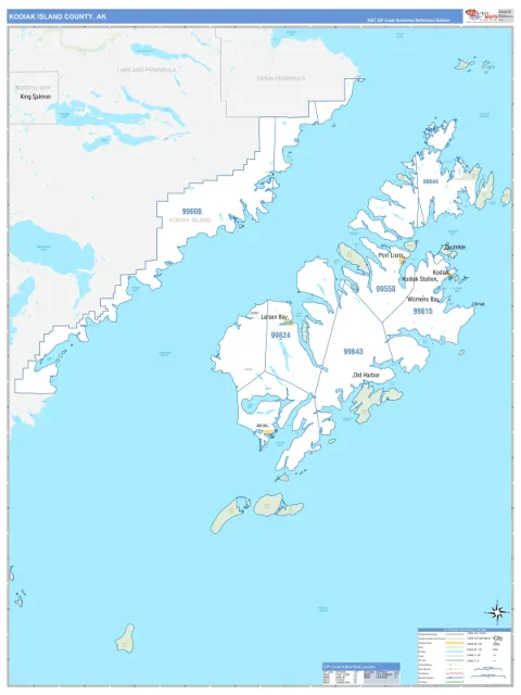 Kodiak Island County, AK map