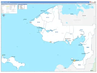 Nome County, AK Business Reference style ZIP Code wall map