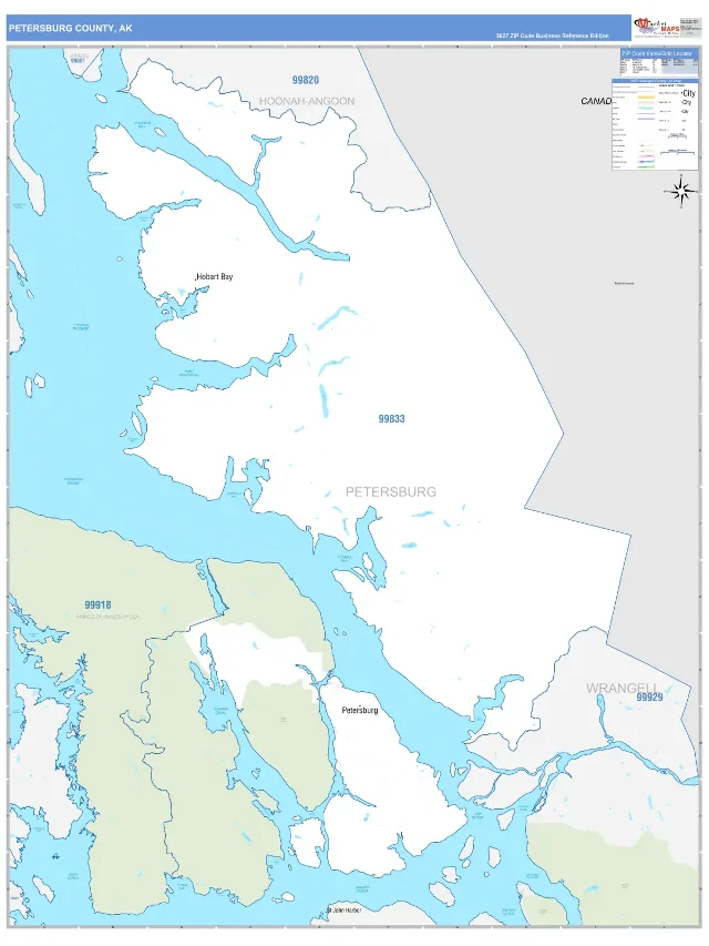 Petersburg County, AK ZIP Code Wall Map, Business Reference style