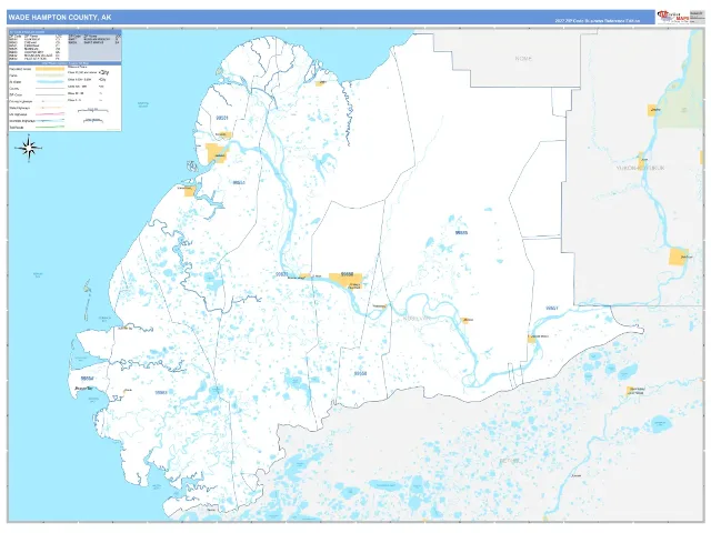 Wade Hampton County, AK ZIP Code Wall Map, Business Reference style