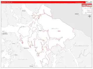 Wrangell County, AK RedLine style ZIP Code wall map