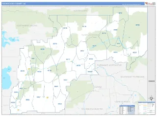 Yukon-Koyukuk County, AK Business Reference style ZIP Code wall map