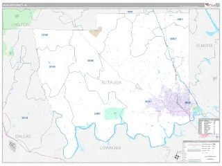 Autauga County, AL Classic style ZIP Code wall map