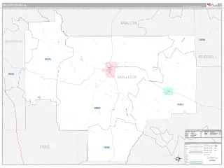 Bullock County, AL Classic style ZIP Code wall map
