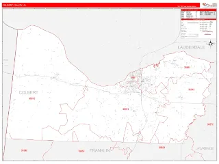 Colbert County, AL RedLine style ZIP Code wall map