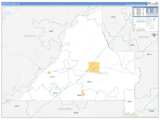 Conecuh County, AL Business Reference style ZIP Code wall map
