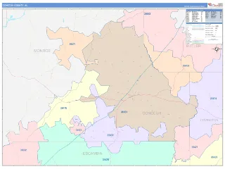 Conecuh County, AL ColorCast style ZIP Code wall map