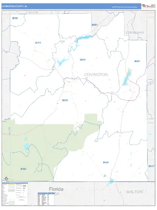Covington County, AL Business Reference style ZIP Code wall map