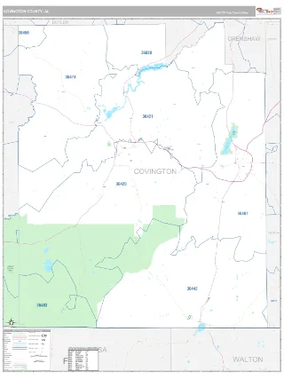 Covington County, AL Classic style ZIP Code wall map