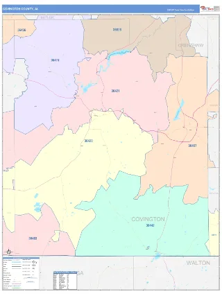 Covington County, AL ColorCast style ZIP Code wall map
