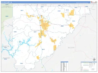 Cullman County, AL Business Reference style ZIP Code wall map