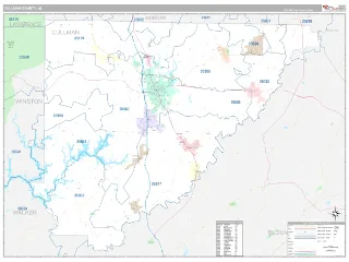 Cullman County, AL Classic style ZIP Code wall map