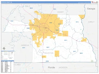 Houston County, AL Business Reference style ZIP Code wall map