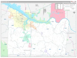 Morgan County, AL Classic style ZIP Code wall map