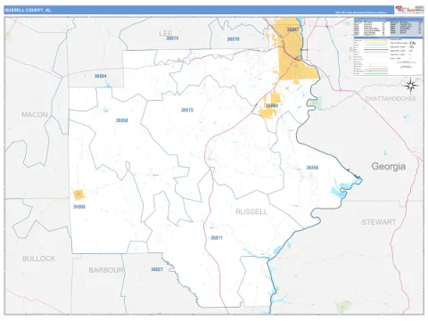 Russell County, AL map