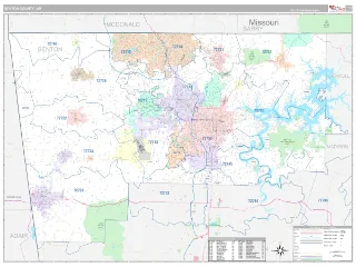 Benton County, AR Classic style ZIP Code wall map