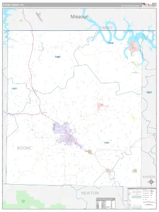 Boone County, AR Classic style ZIP Code wall map