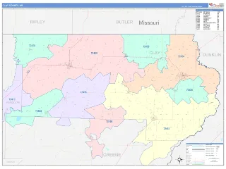 Clay County, AR ColorCast style ZIP Code wall map