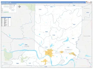 Conway County, AR Business Reference style ZIP Code wall map