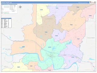 Conway County, AR ColorCast style ZIP Code wall map