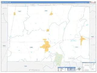 Cross County, AR Business Reference style ZIP Code wall map