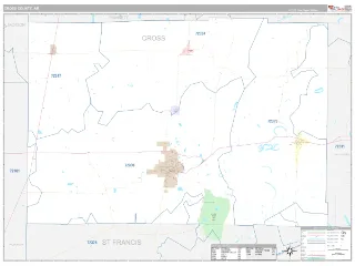 Cross County, AR Classic style ZIP Code wall map