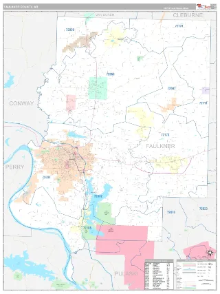Faulkner County, AR Classic style ZIP Code wall map
