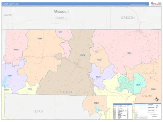 Fulton County, AR ColorCast style ZIP Code wall map