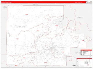 Garland County, AR RedLine style ZIP Code wall map