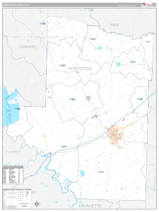 Hempstead County, AR Classic style ZIP Code wall map