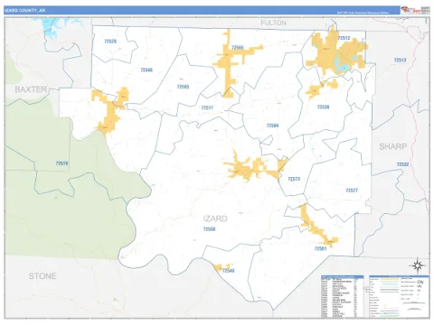 Izard County, AR map