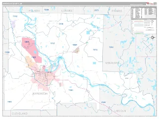 Jefferson County, AR Classic style ZIP Code wall map